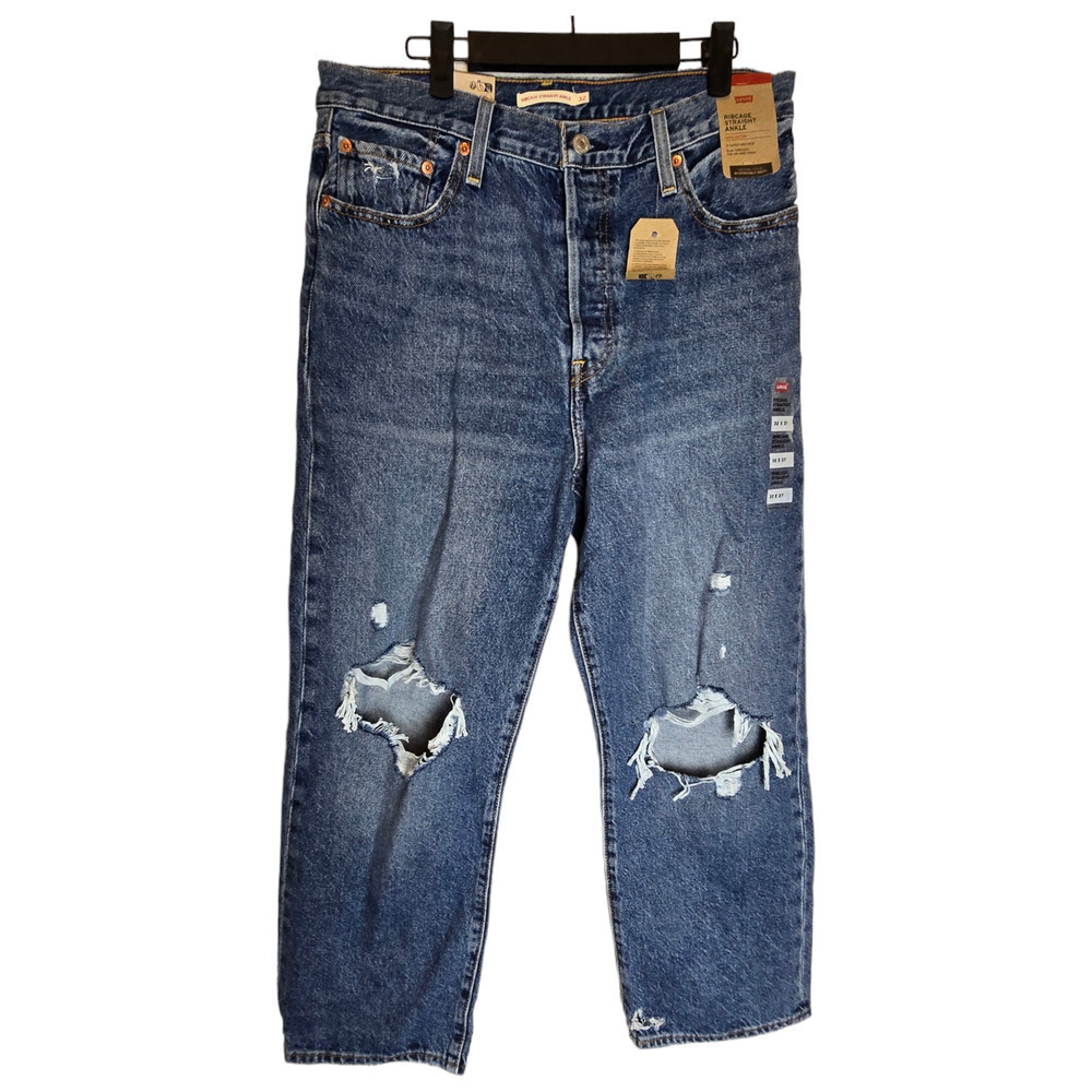 NWT Levi's Womens Button Fly Ribcage Straight Ankle Denim Jeans levis size 32